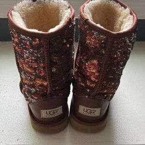 UGG Classic Brown & Silver Sequin Sparkle Boots
